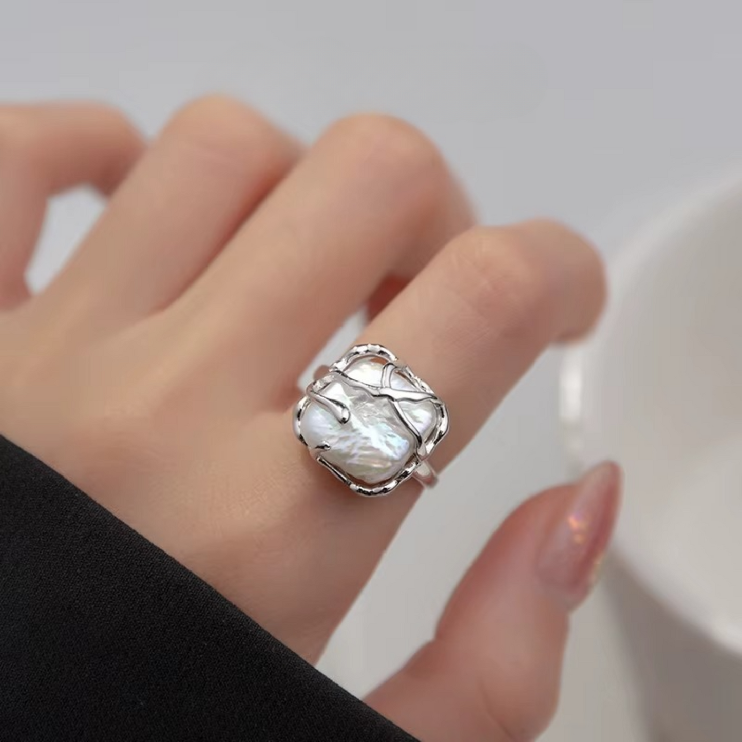 Anel com Pérola de Água Doce em Prata 925