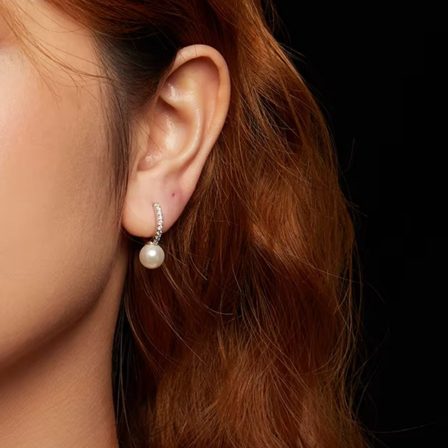 Brinco Pérola em Prata 925 com Moissanite