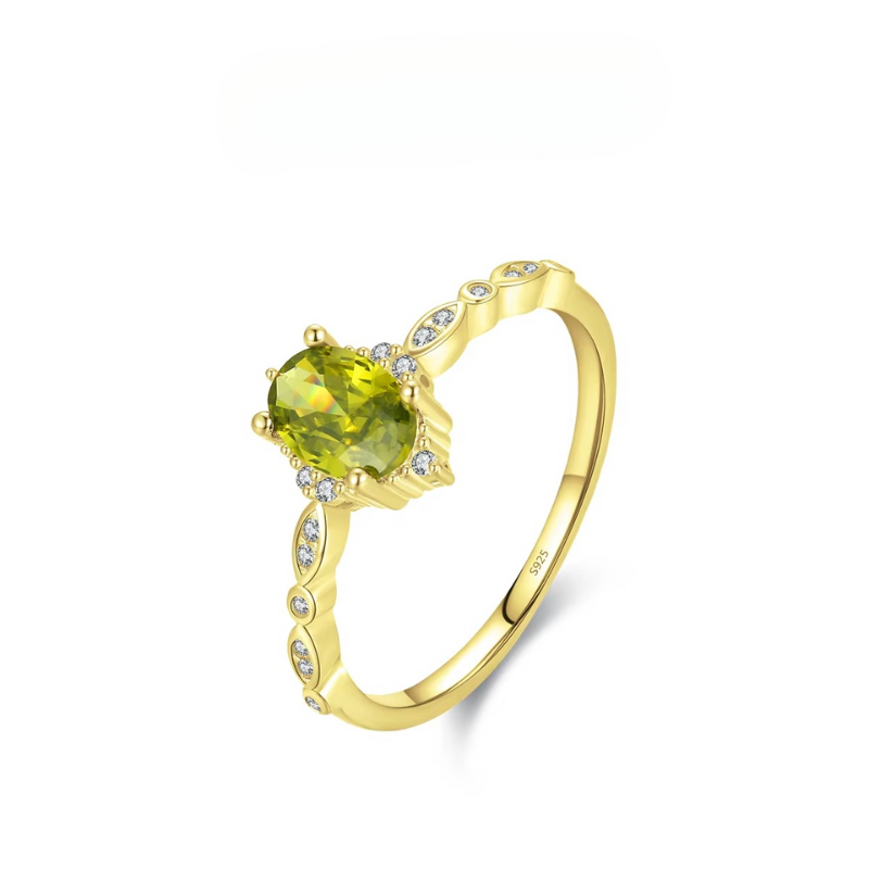 Anel Florença em Prata 925 com Zircônia e Banho de Ouro 18K