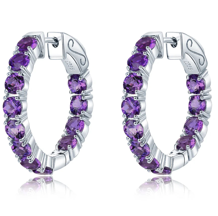 Brinco em Prata 925 com Ametista Natural