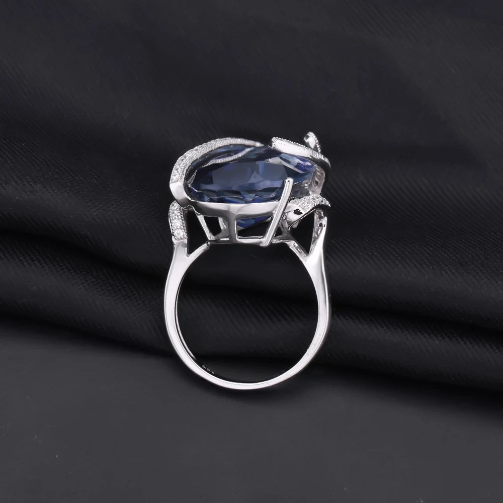 Anel Luxo em Prata 925 com Iolita Natural Azul 17.8ct