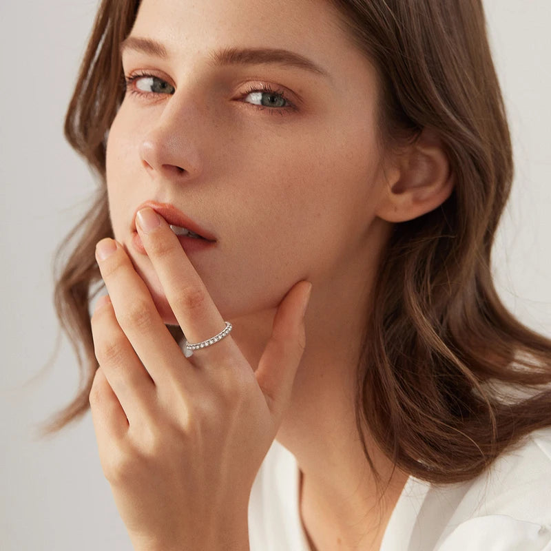 Conjunto Anel Solitário 2ct + Aparador em Prata 925 com Moissanite