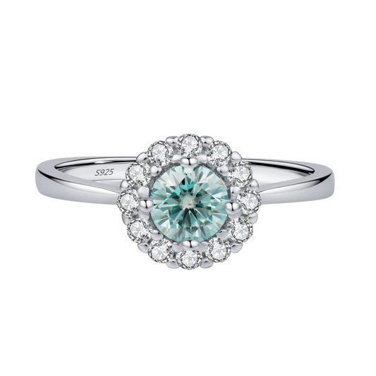 Anel Halo em Prata 925 com Moissanite 0,5 ct