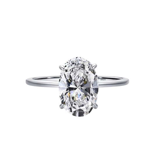 Anel Oval em Prata 925 com Zircônia 3ct