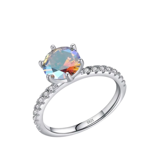 Anel Solitário em Prata 925 com Zircônias