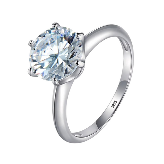 Anel Solitário Nize em Prata 925 com Zircônias 3ct