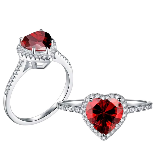 Anel Red Coração em Prata 925 com Zircônia