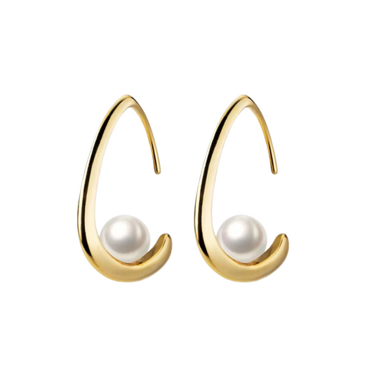 Brinco Balançar Pérola em Prata 925 Banhado a Ouro 18k