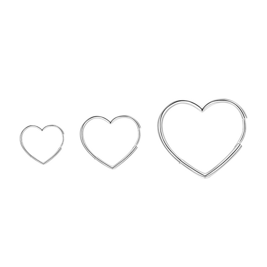 Brinco Argola Coração em Prata 925