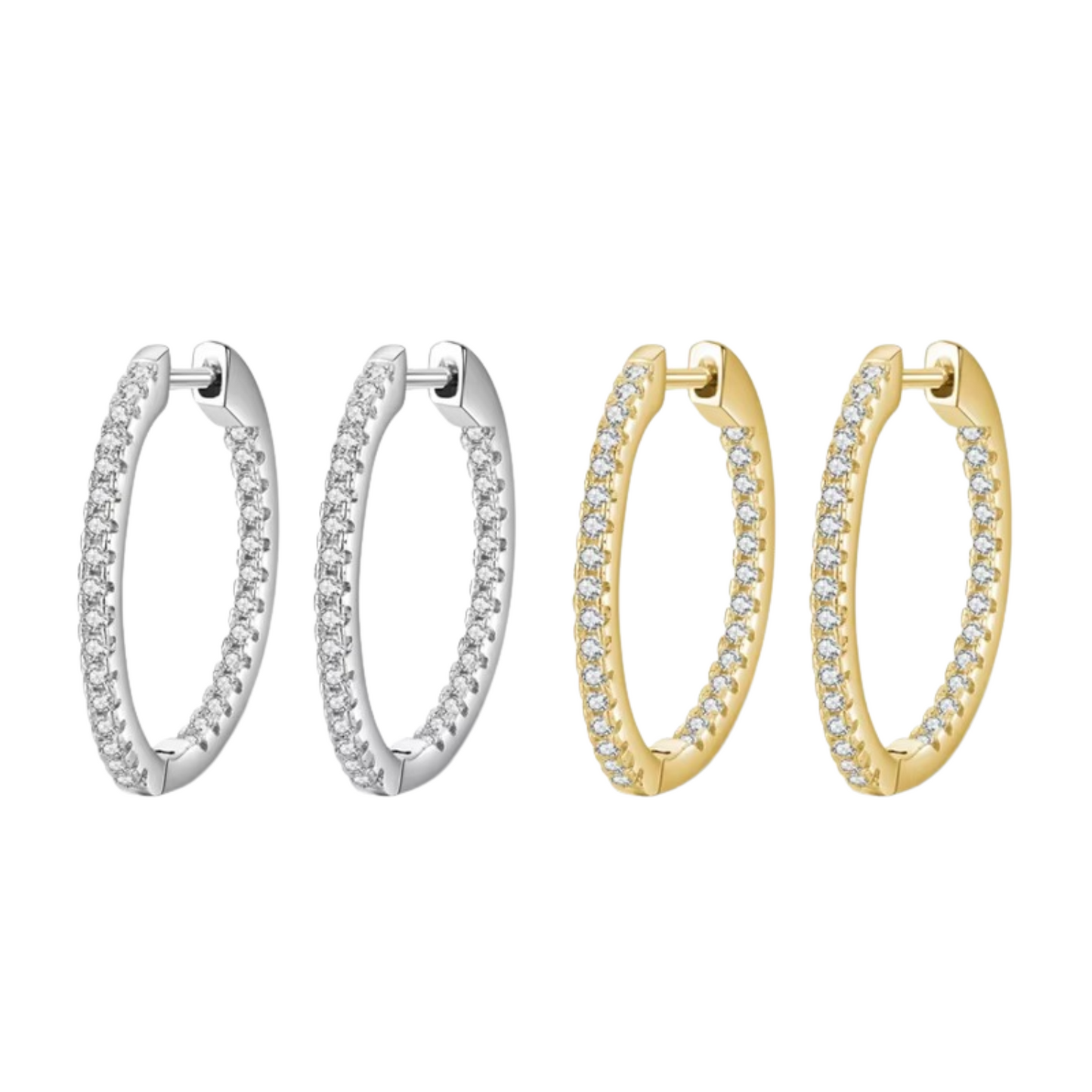 Brinco Argola em Prata 925 com Zircônia