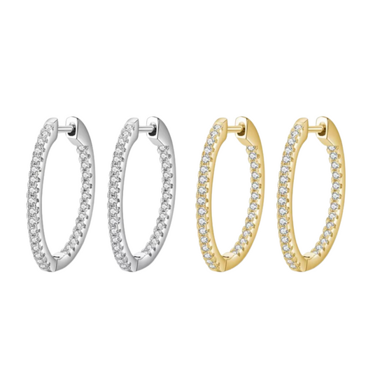 Brinco Argola em Prata 925 com Zircônia