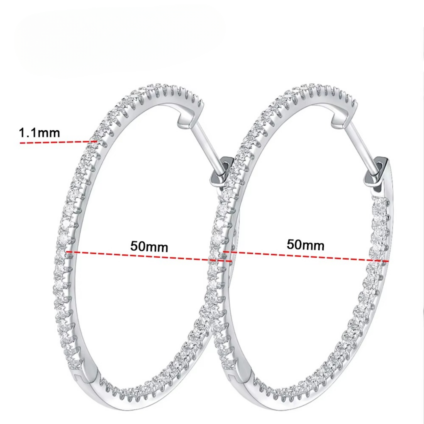 Brinco Luminara em Prata 925 com Moissanite – 3 Opções de Tamanho