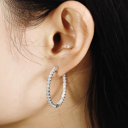 Brinco Luminara em Prata 925 com Moissanite – 3 Opções de Tamanho