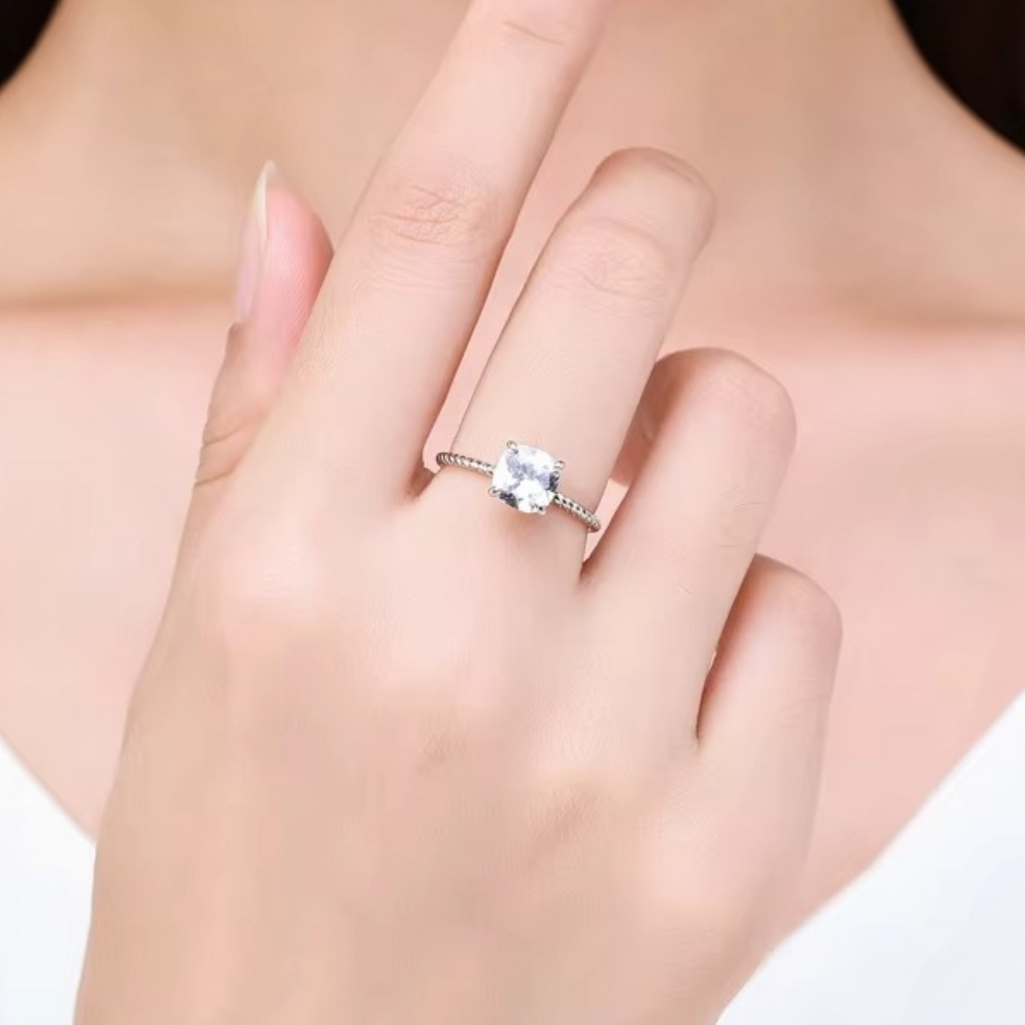 Anel Solitário em Prata 925 com Zircônia