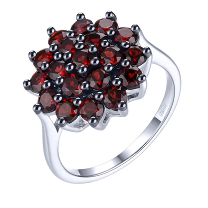 Anel em Prata 925 com Granada Vermelha
