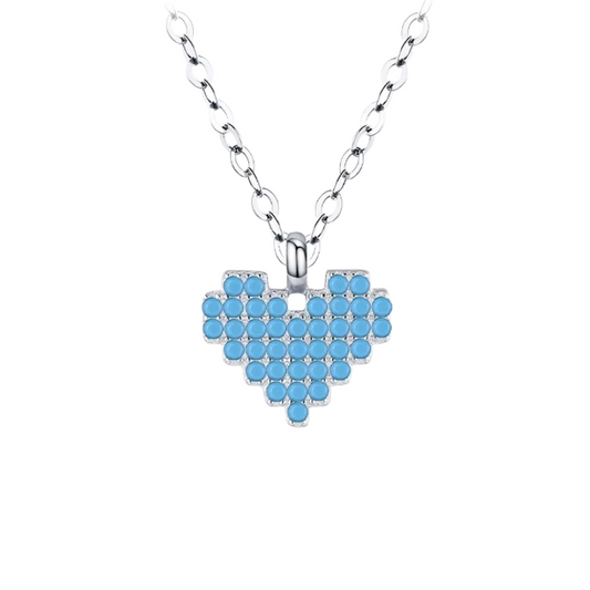 Colar Coração em Prata 925 com Turquesa