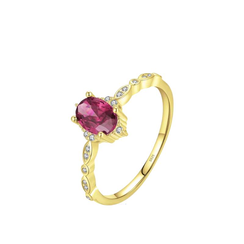 Anel Florença em Prata 925 com Zircônia e Banho de Ouro 18K