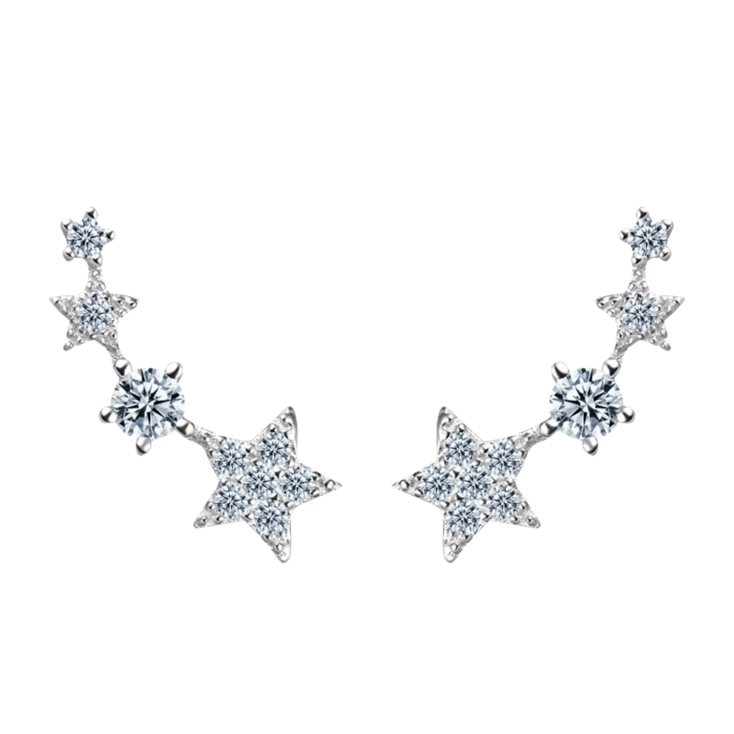 Brinco Estrela em Prata 925 com Zircônias