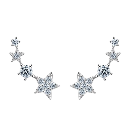 Brinco Estrela em Prata 925 com Zircônias