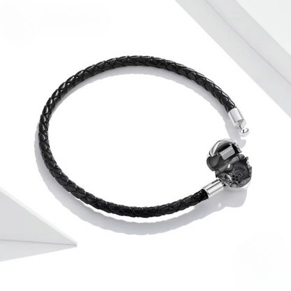 Pulseira Cruz em Prata 925 com Couro