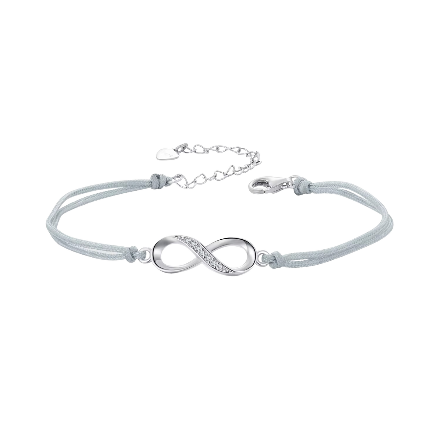 Pulseira Corda Infinito em Prata 925 com Zircônia