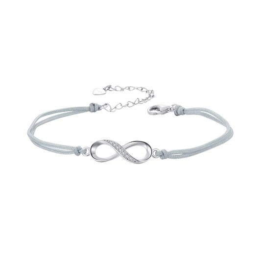 Pulseira Corda Infinito em Prata 925 com Zircônia