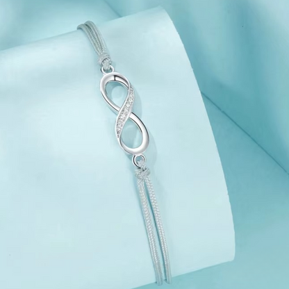 Pulseira Corda Infinito em Prata 925 com Zircônia