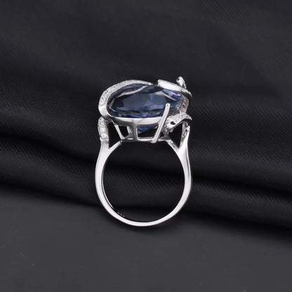 Anel Luxo em Prata 925 com Iolita Natural Azul 17.8ct