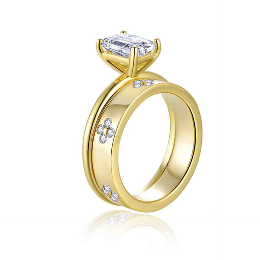 Anéis em Prata 925 com Moissanite Banhados a Ouro 18K