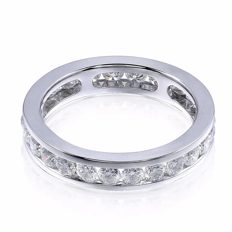 Anel Eternity em Prata 925 Banhado a Ouro 18K com Moissanite