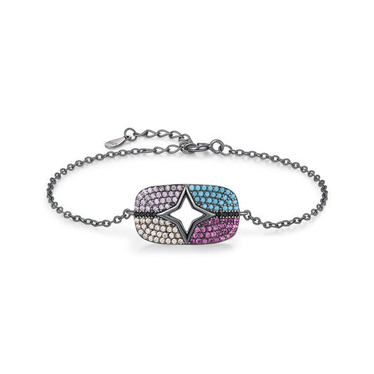 Pulseira Estrela em Prata 925 com Zircônia & Turquesa