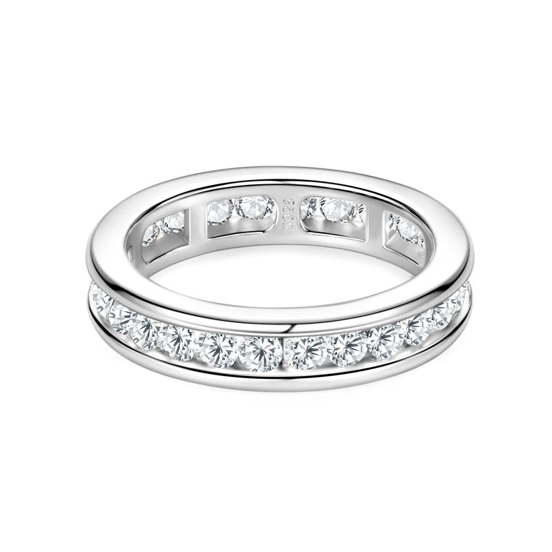 Anel Eternity em Prata 925 Banhado a Ouro 18K com Moissanite