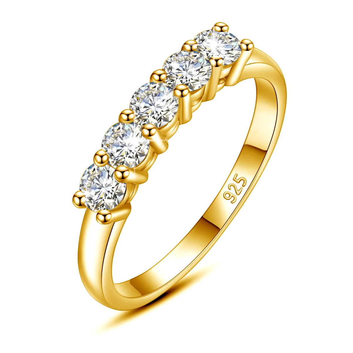 Anel Luxo em Prata 925 Banhado a Ouro 18K com Moissanite